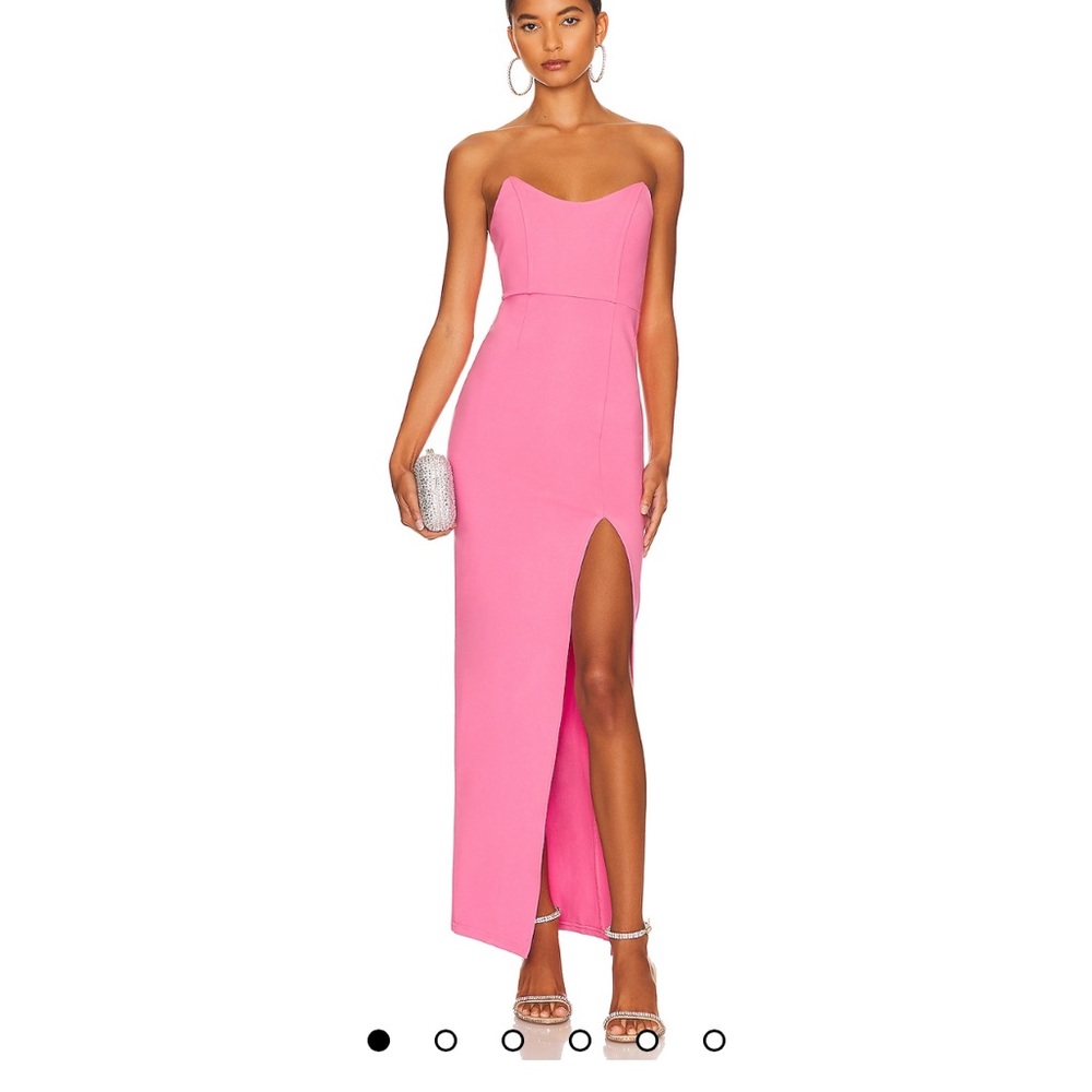 superdown Strapless Sweetheart Pink Maxi Gown with High Slit